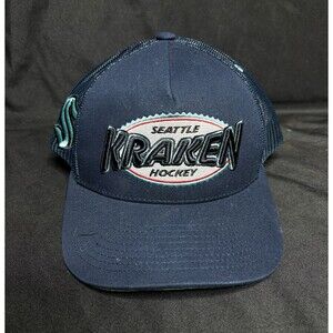 Seattle Kraken Mitchell & Ness NHL Mens Hat  Trucker Snapback Cap Hockey Blue